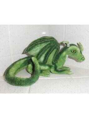 Handmade Needle Felting Green Dragon felted mythical animal hand crafted